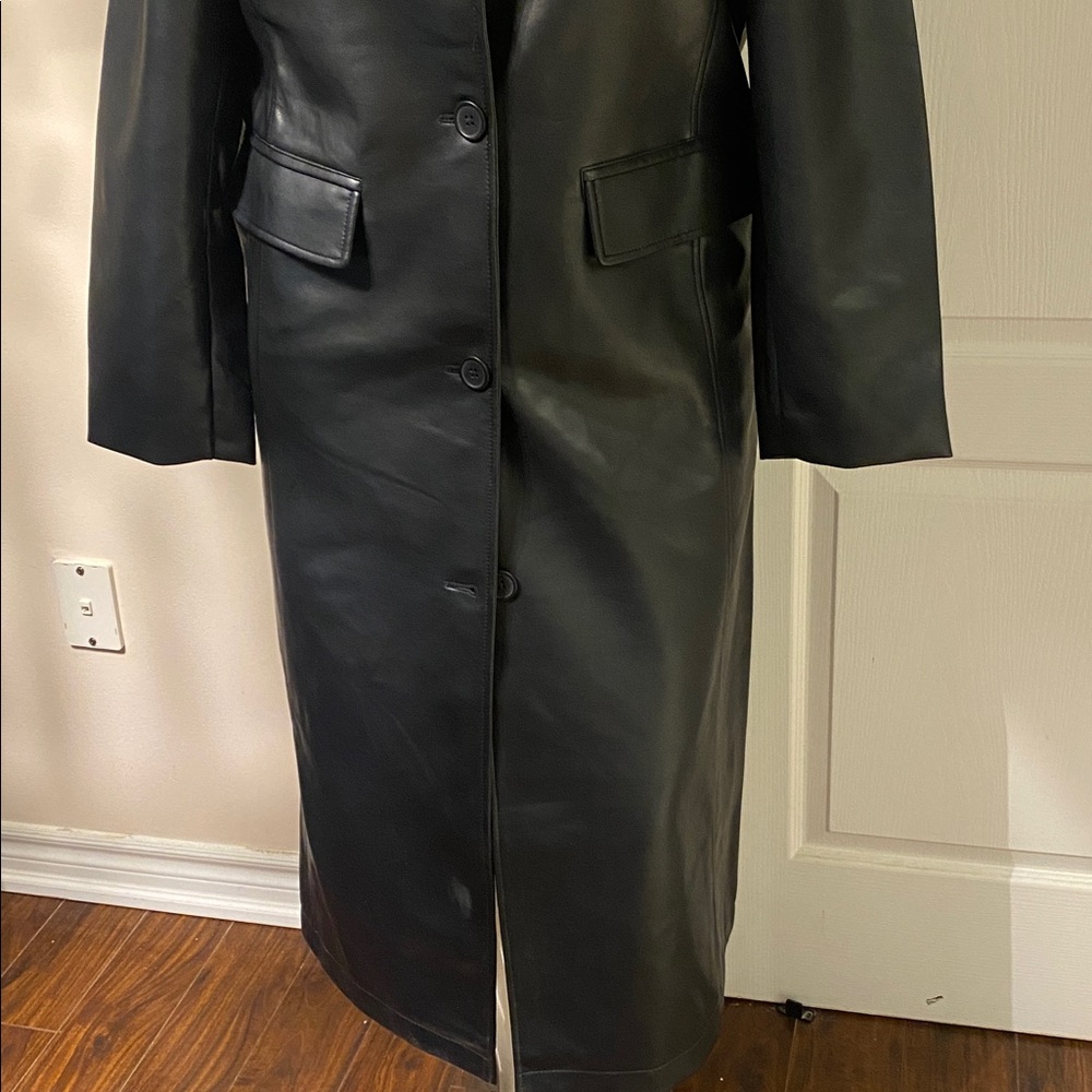 Rebecca Minkoff Black Vegan Leather Trench - L - Picture 8 of 12
